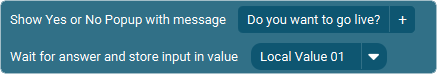 The Action 'Desktop Message Popup - Yes / No' as visible in Touch Portal.
