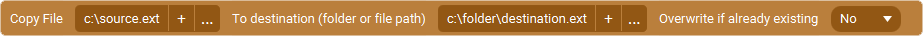 The Action 'Copy File' as visible in Touch Portal.