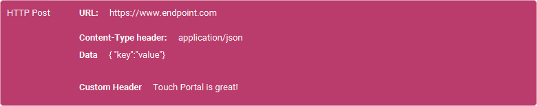 The Action 'Http Post' as visible in Touch Portal.