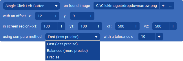 The Action 'Click Region Image Match' as visible in Touch Portal.