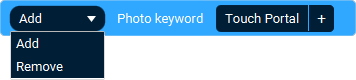 The Action 'Add/remove Photo Keyword' as visible in Touch Portal.