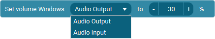 The Action 'Set Volume Of The Default Windows Audio Source' as visible in Touch Portal.