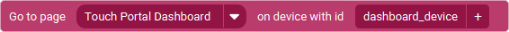 The Action 'Go To Page On Device' as visible in Touch Portal.