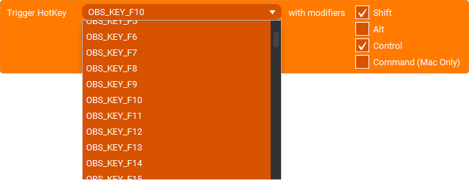 The Action 'Trigger Hotkey In Obs' as visible in Touch Portal.