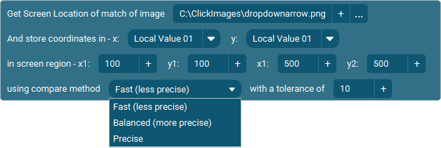 The Action 'Get Location Region Image Match' as visible in Touch Portal.