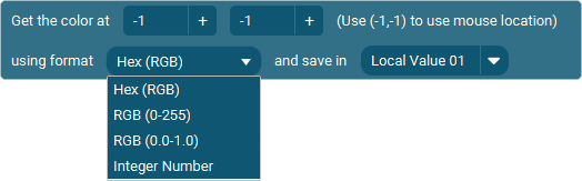 The Action 'Get Screen Pixel Color' as visible in Touch Portal.