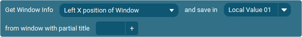 The Action 'Get Window Info From Title (partial)' as visible in Touch Portal.