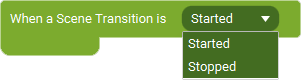 The Event 'When Scene Transition Starts / Stops Event' as visible in Touch Portal.